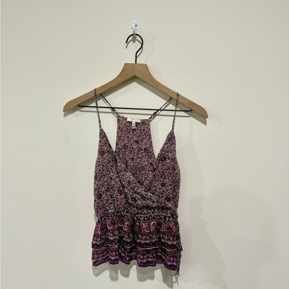 • Joie • Women’s Floral Peplum Tank Top Purple 
 XS Silk